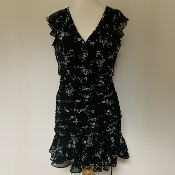 Banana Republic black flowered dress 4p - Picture 1 of 4